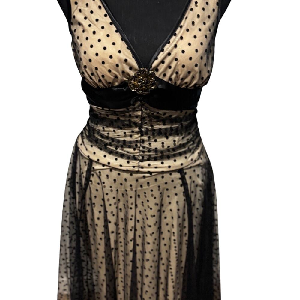 Vintage Dress sz S Black baby doll polka dot y2k Fairy overlay Whimsigoth witchy - Picture 9 of 15